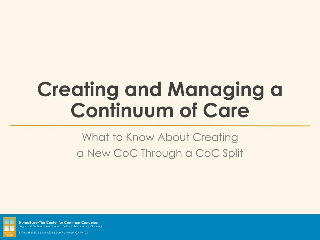 creating and managing a continuum of care