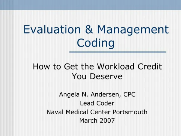 Evaluation Management Coding