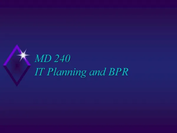 MD 240 IT Planning and BPR