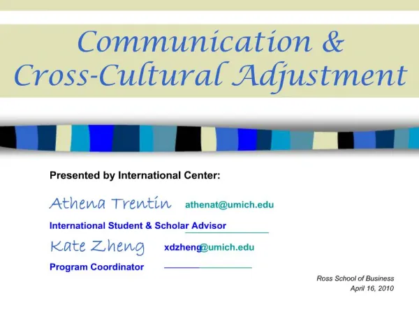 Communication Cross-Cultural Adjustment