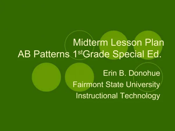 Midterm Lesson Plan AB Patterns 1st Grade Special Ed.