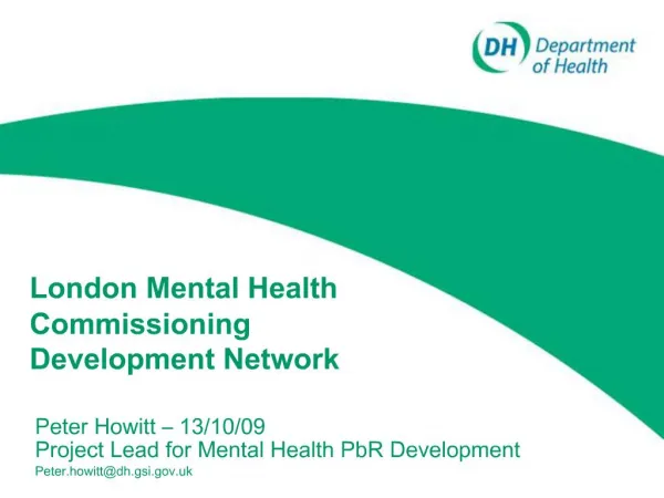 London Mental Health Commissioning Development Network
