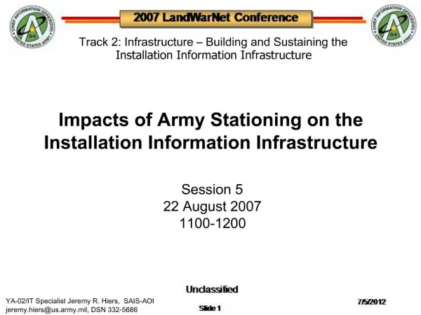 Impacts of Army Stationing on the Installation Information Infrastructure