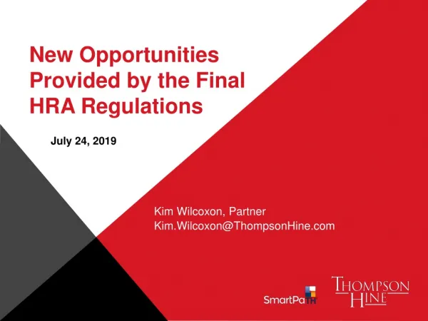 New Opportunities Provided by the Final HRA Regulations