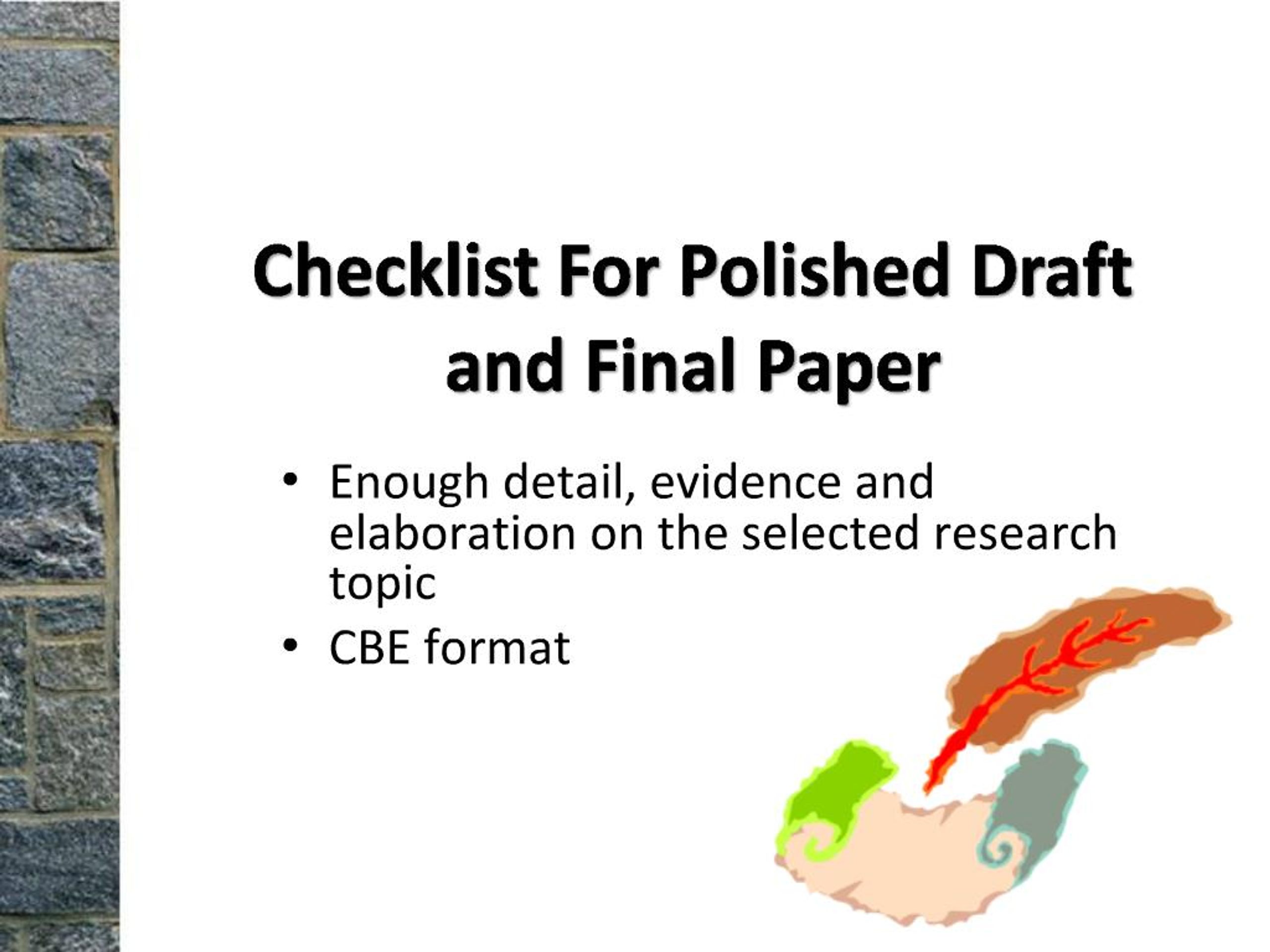 PPT - Checklist For Polished Draft and Final Paper PowerPoint ...