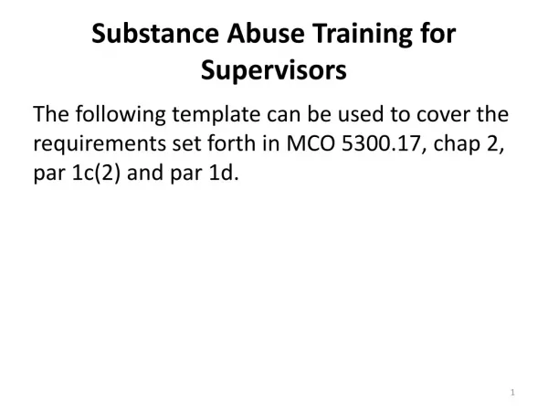 Substance Abuse Training for Supervisors