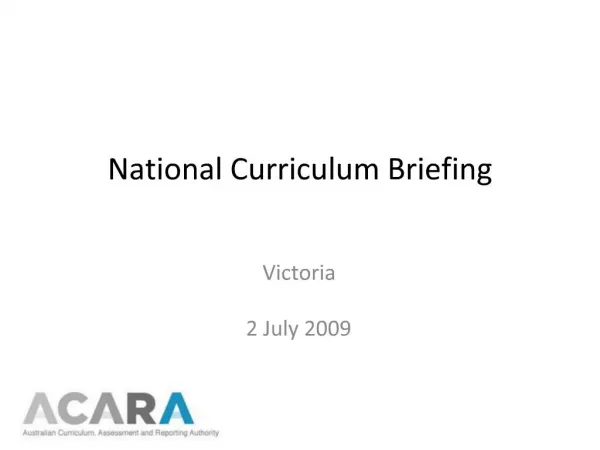 National Curriculum Briefing