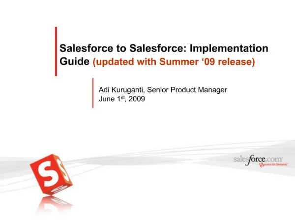 Salesforce to Salesforce: Implementation Guide updated with Summer 09 release