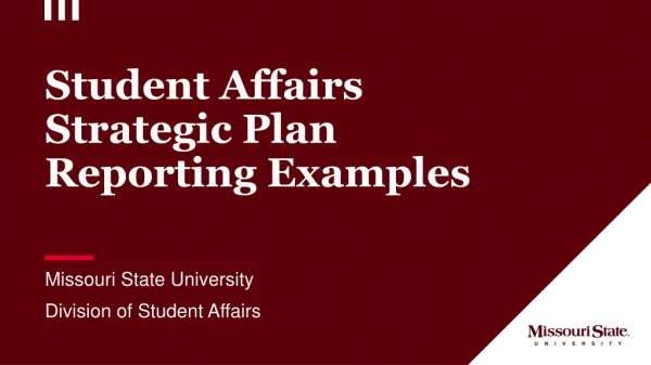 Student Affairs Strategic Plan Reporting Examples