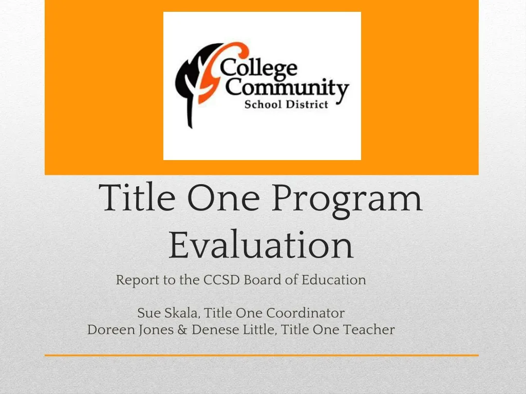 title one program evaluation