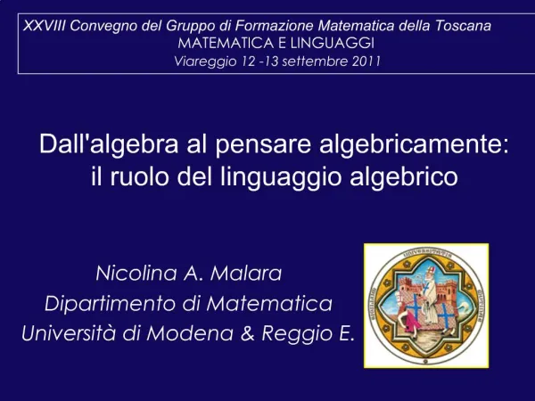 Dallalgebra al pensare algebricamente: il ruolo del linguaggio algebrico