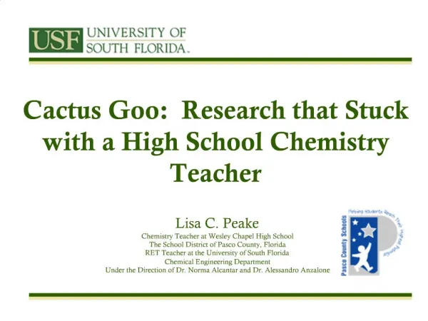 Cactus Goo: Research that Stuck with a High School Chemistry Teacher