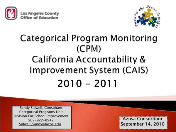 Categorical Program Monitoring CPM California Accountability Improvement System CAIS