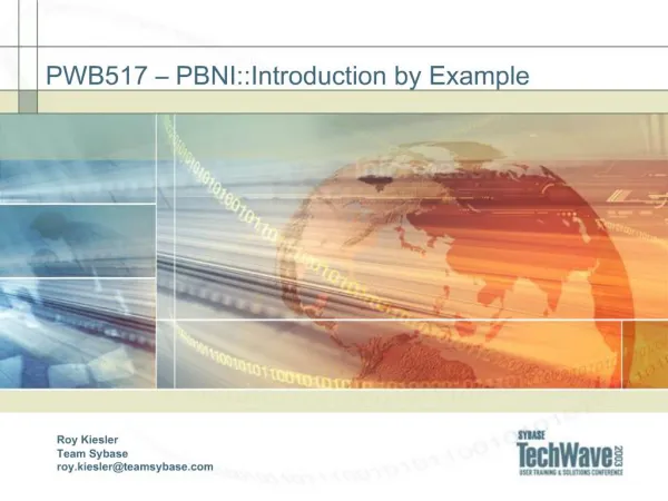 PWB517 PBNI::Introduction by Example