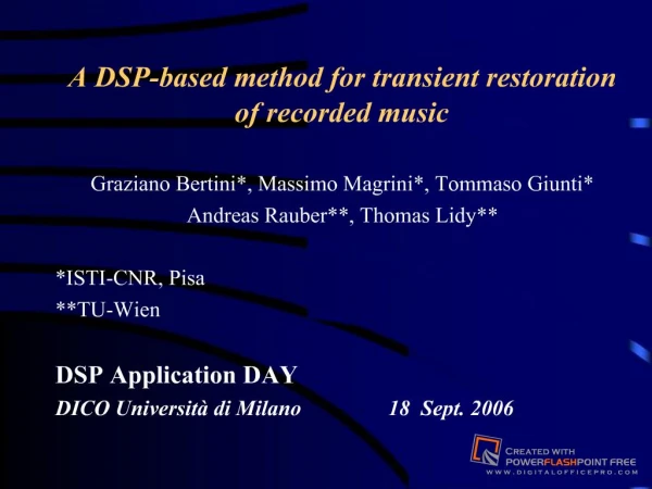 A DSP-based method for transient restoration