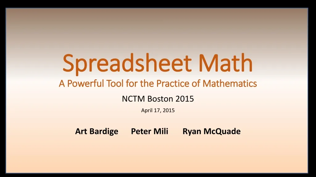 spreadsheet math a powerful tool for the practice of mathematics