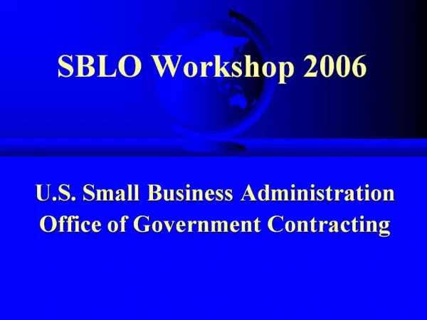 SBLO Workshop 2006