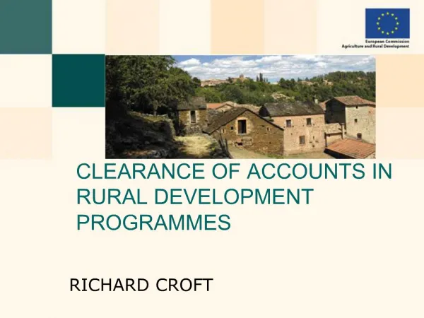 CLEARANCE OF ACCOUNTS IN RURAL DEVELOPMENT PROGRAMMES