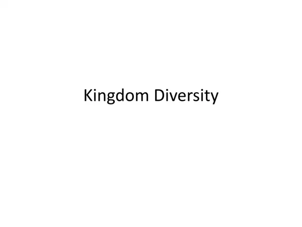 Kingdom Diversity
