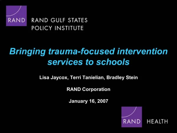 Bringing trauma-focused intervention services to schools