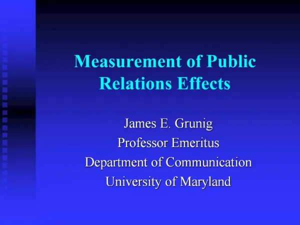 Measurement of Public Relations Effects