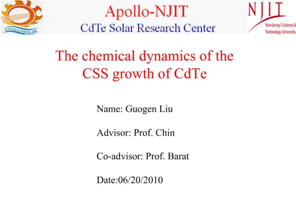 Name: Guogen Liu Advisor: Prof. Chin Co-advisor: Prof. Barat Date:06