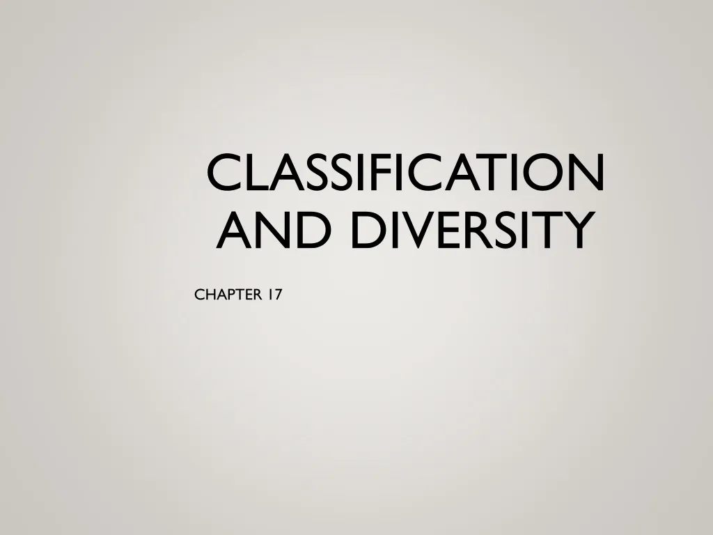 classification and diversity
