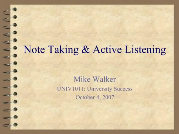 Note Taking Active Listening