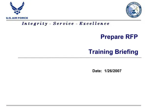 Prepare RFP Training Briefing