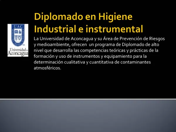 Diplomado en Higiene Industrial e instrumental