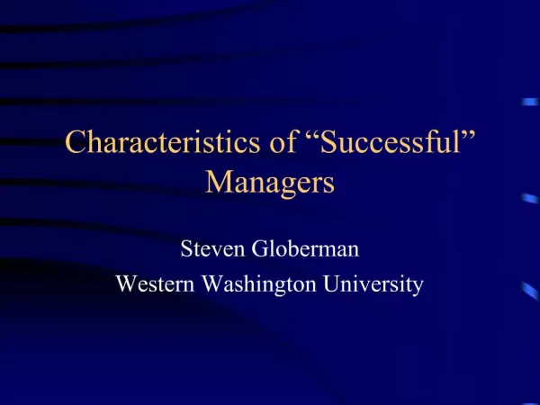 Characteristics of Successful Managers