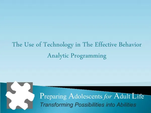 The Use of Technology in The Effective Behavior Analytic Programming