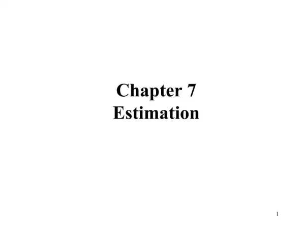 Chapter 7 Estimation