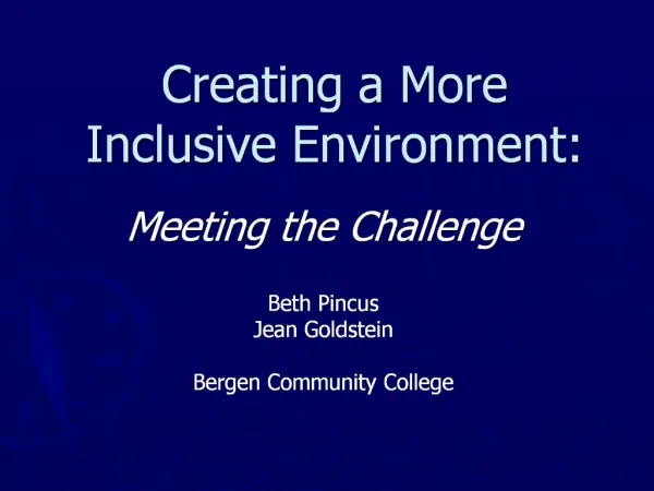 Creating a More Inclusive Environment: