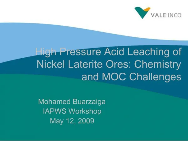 High Pressure Acid Leaching of Nickel Laterite Ores: Chemistry and MOC Challenges