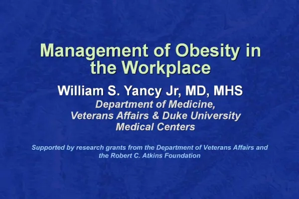 Management of Obesity in the Workplace