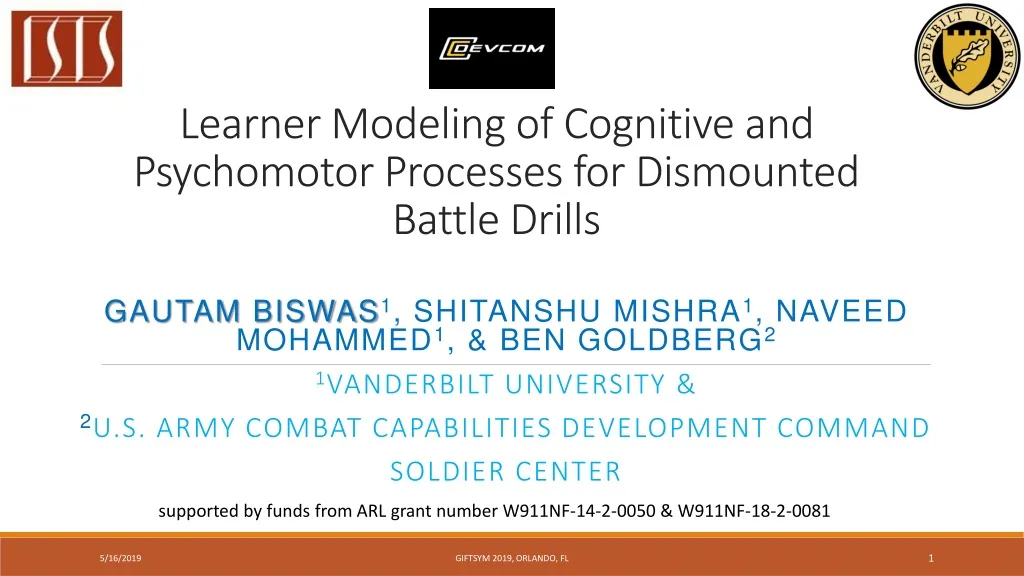 learner modeling of cognitive and psychomotor processes for dismounted battle drills