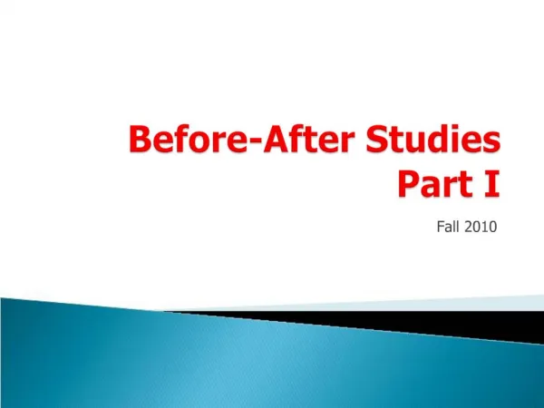 Before-After Studies Part I