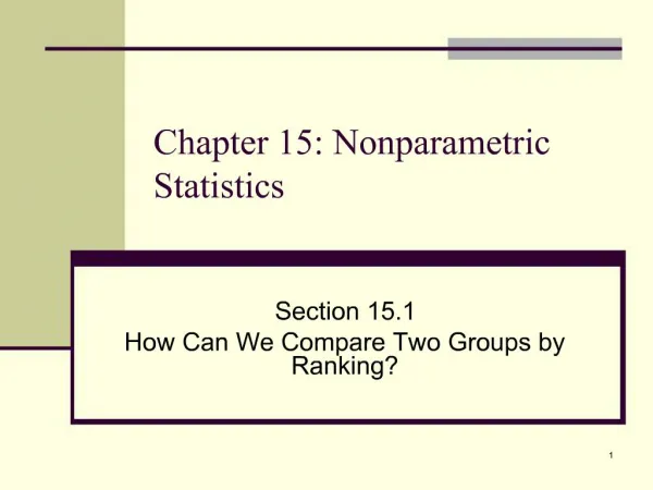 Chapter 15: Nonparametric Statistics