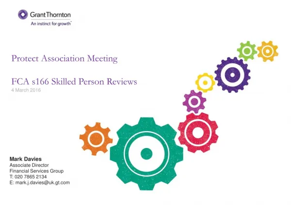 Protect Association Meeting FCA s166 Skilled Person Reviews 4 March 2016