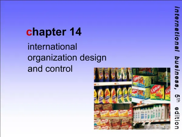 International organization design and control