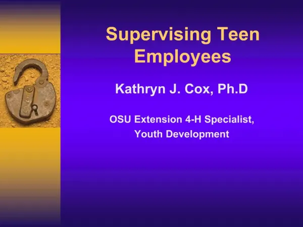 Supervising Teen Employees
