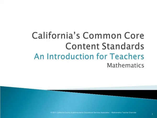 California s Common Core Content Standards An Introduction for Teachers