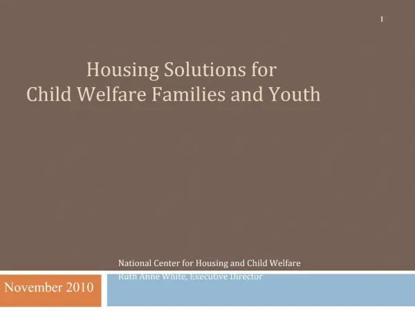 Housing Solutions for Child Welfare Families and Youth
