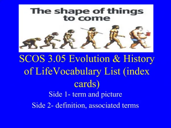 SCOS 3.05 Evolution History of LifeVocabulary List index cards