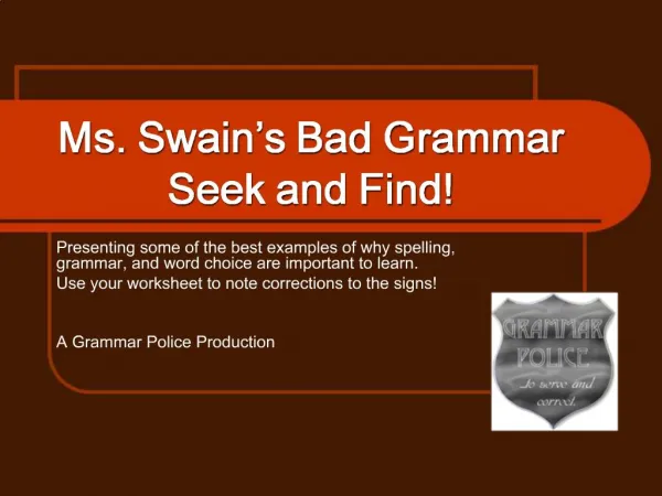 Ms. Swain s Bad Grammar Seek and Find