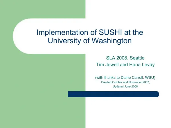 Implementation of SUSHI at the University of Washington