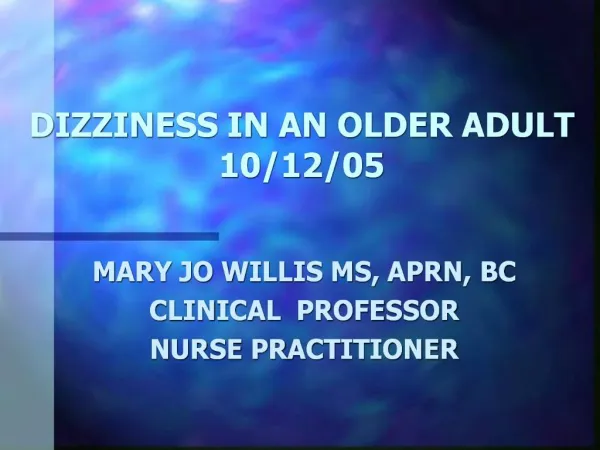DIZZINESS IN AN OLDER ADULT 10