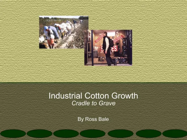 Industrial Cotton Growth Cradle to Grave By Ross Bale