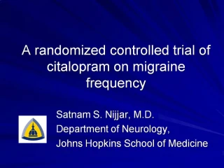 A randomized controlled trial of citalopram on migraine frequency - slide 1